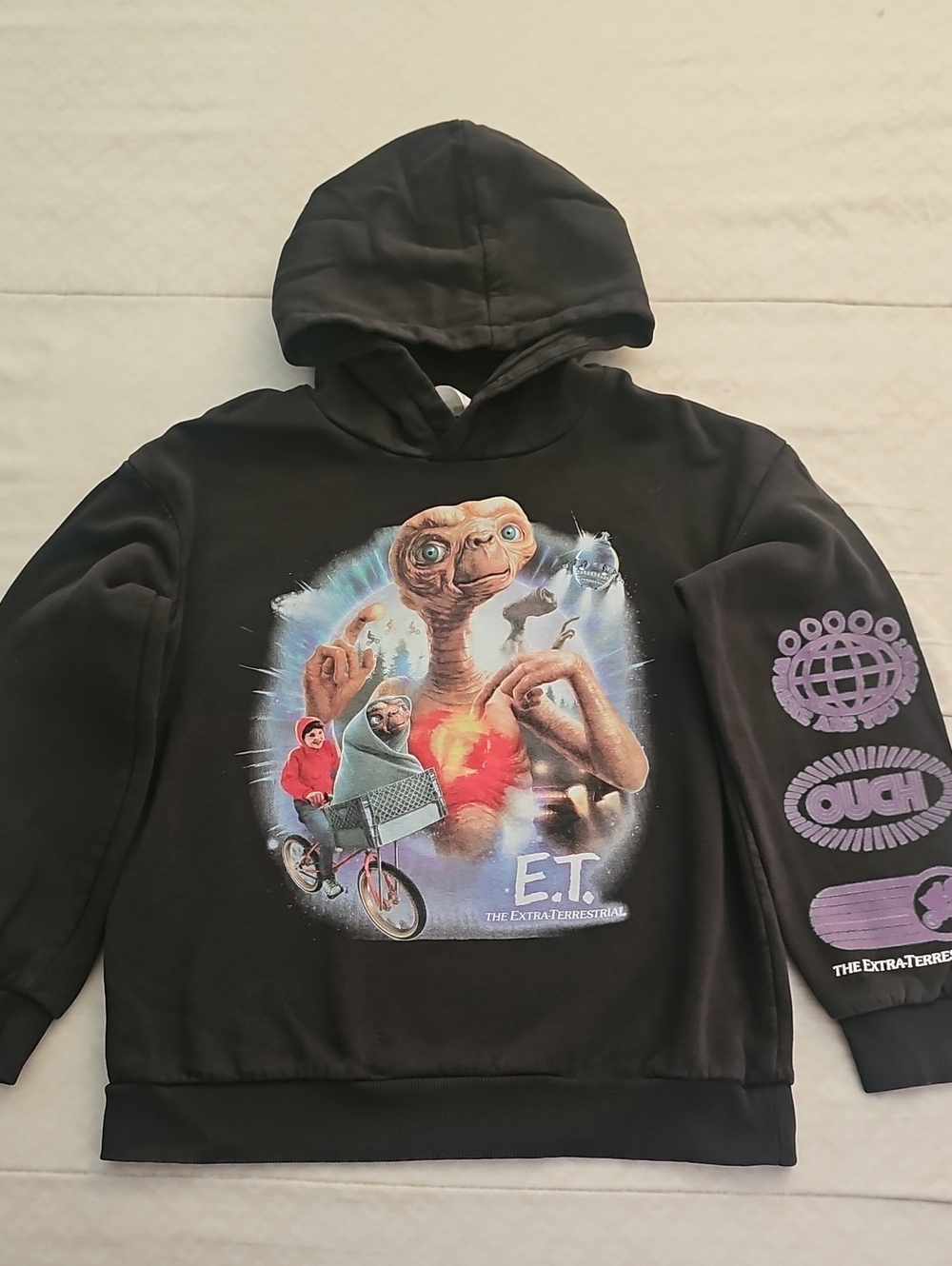 E.T. Graphic Black Kids Hooded Sweatshirt